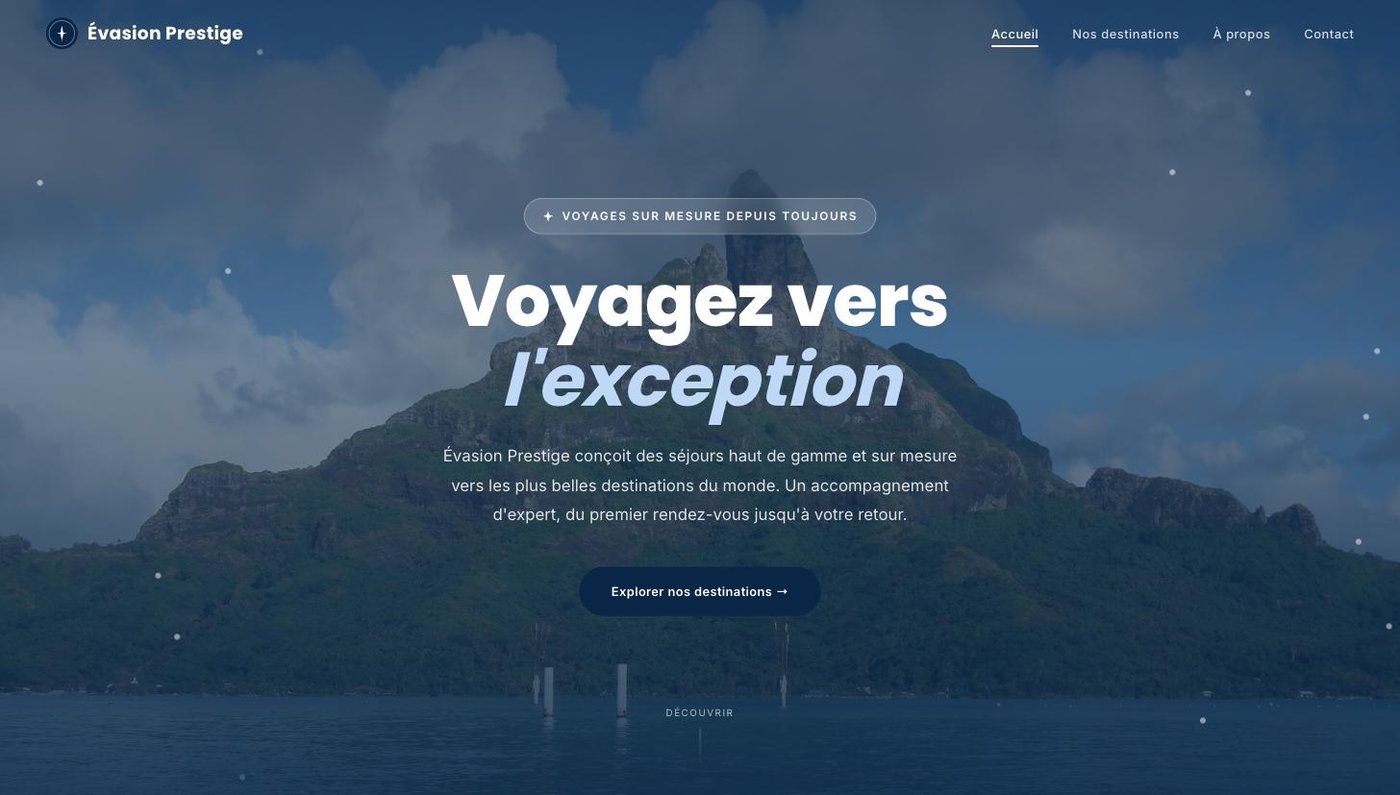 Aperçu du site web Évasion Prestige, agence de voyage haut de gamme