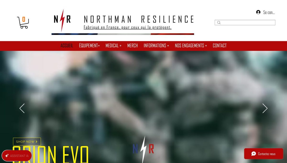 Aperçu du site web Northman Resilience, boutique en ligne d'équipement tactique et médical